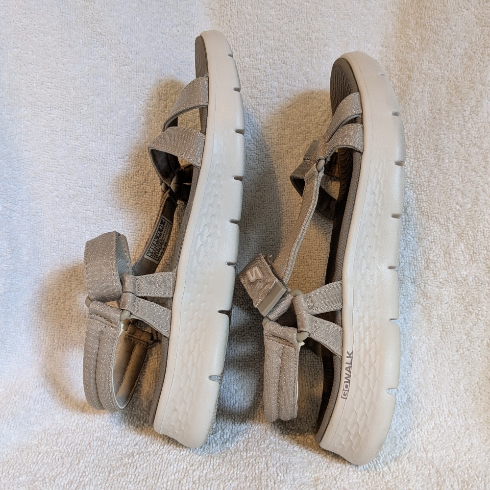 Skechers Go Walk Flex Sublime Sandal Vegan Taupe Tan 6 - Picture 4 of 11